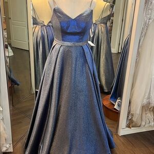 Elegant Blue Metallic Gown